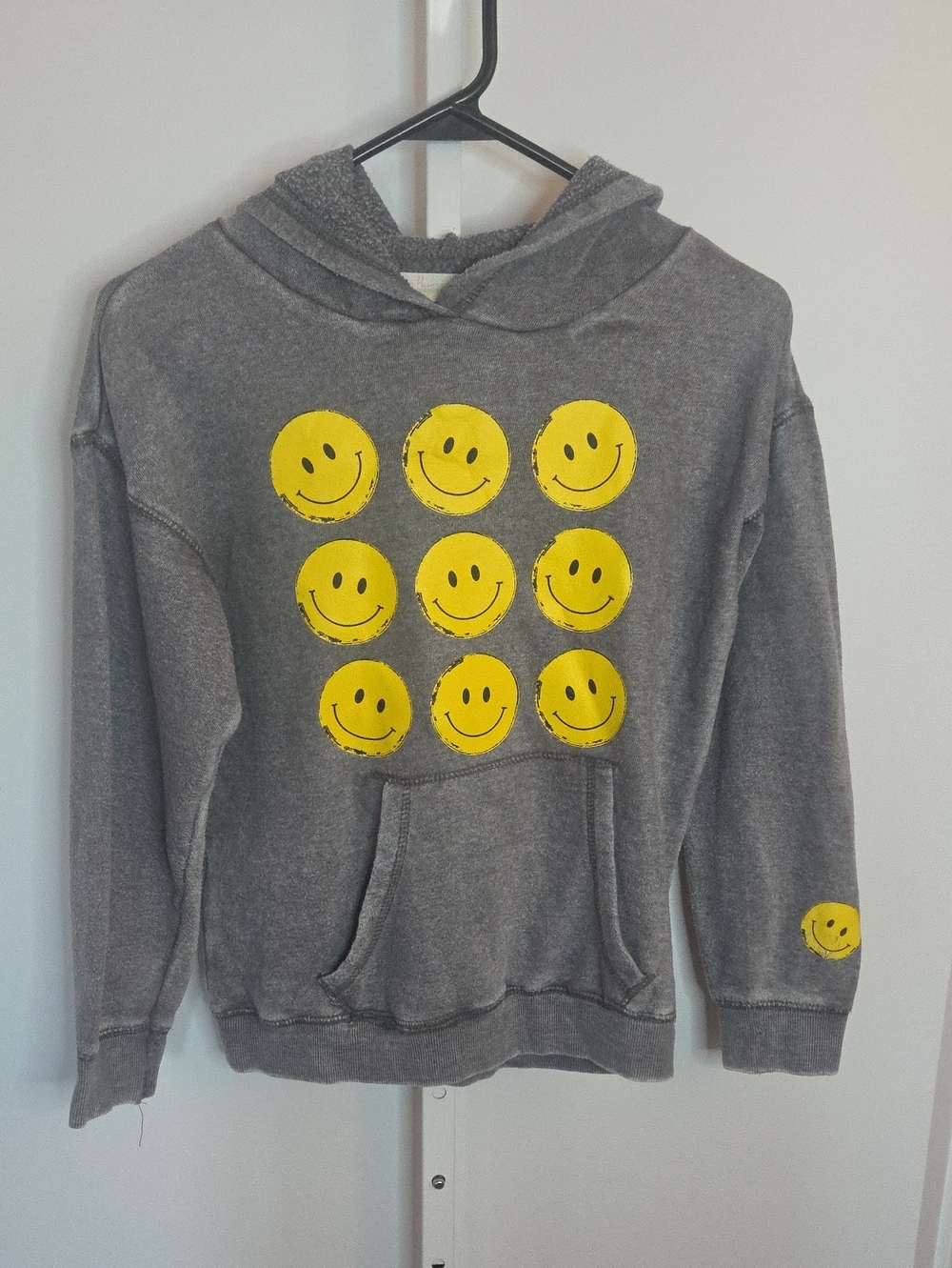 Vintage Havana Kids Girls Smiley Gray Hoodie Large 14 Youth